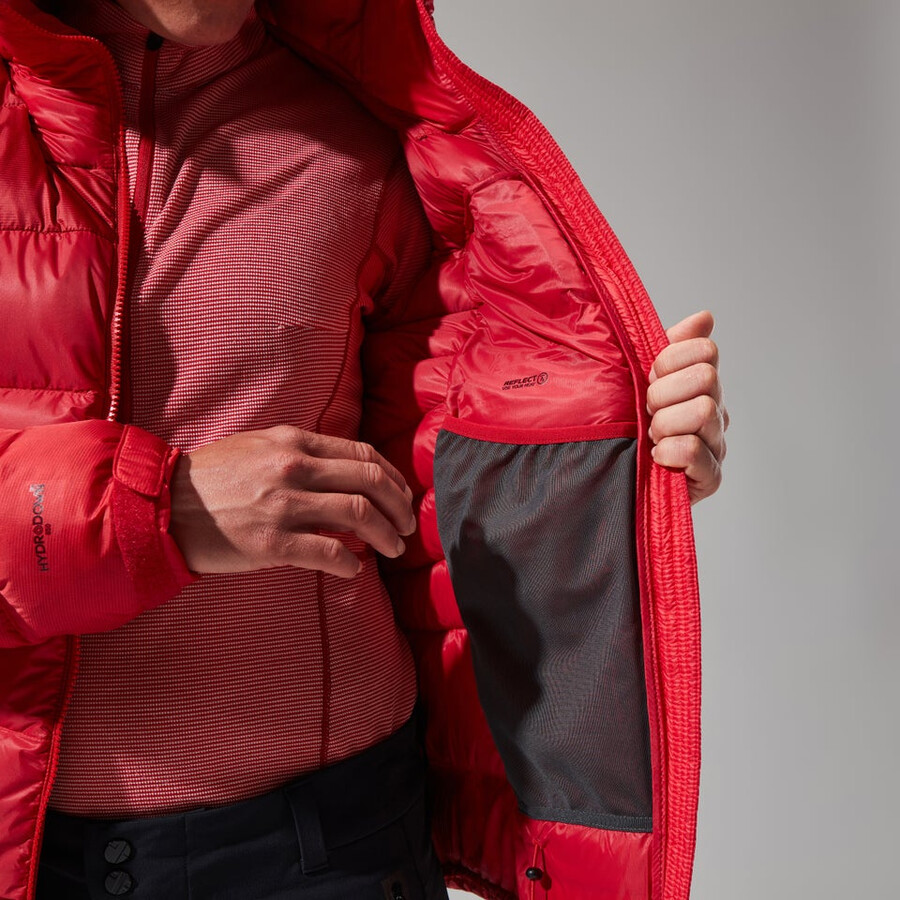 womens mtn arete ultra down hoody - red berghaus