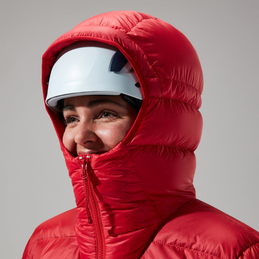 womens mtn arete ultra down hoody - red berghaus