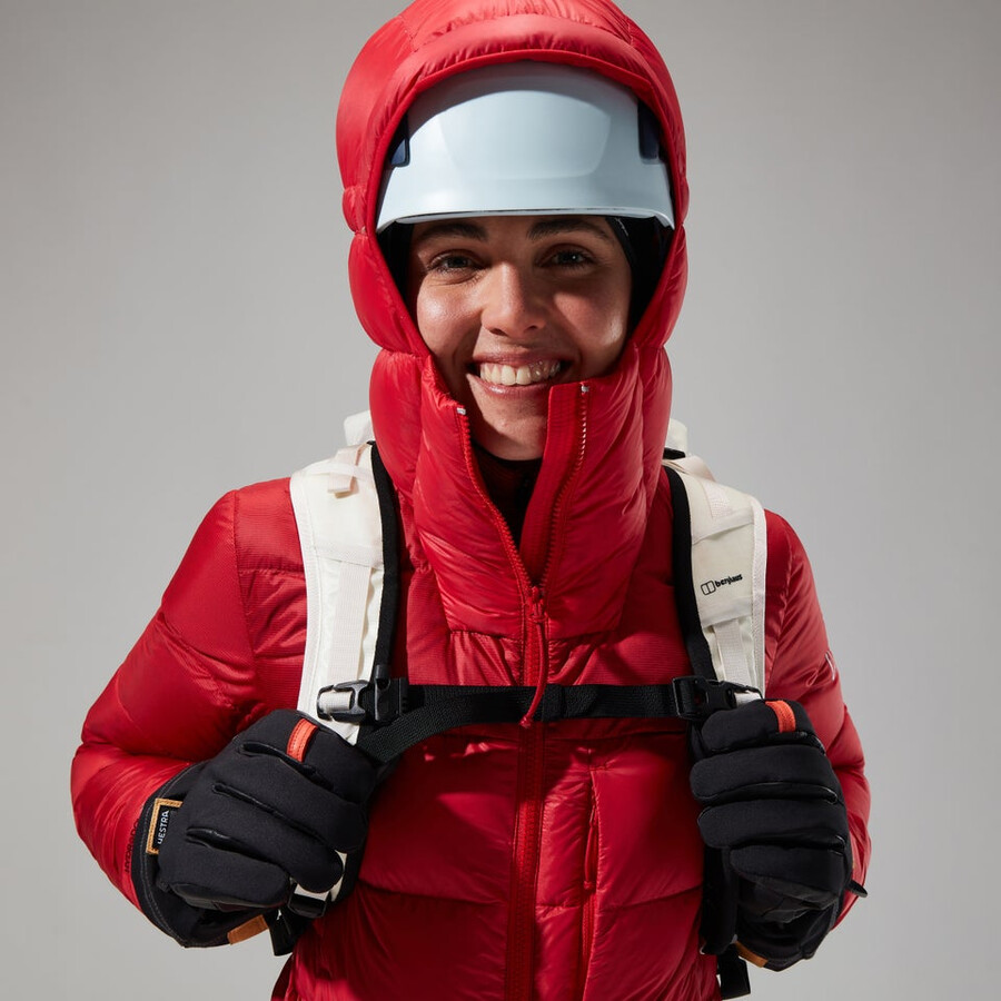 womens mtn arete ultra down hoody - red berghaus