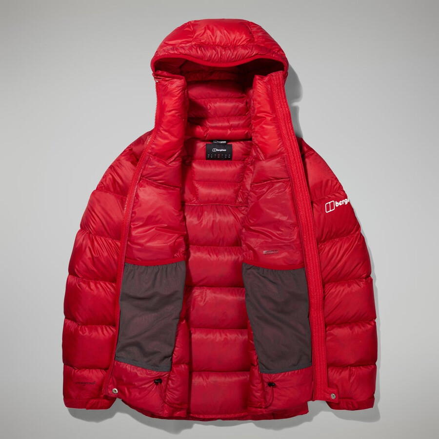womens mtn arete ultra down hoody - red berghaus