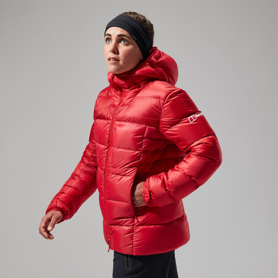 womens mtn arete ultra down hoody - red berghaus