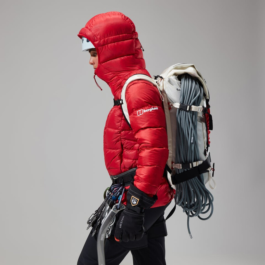 womens mtn arete ultra down hoody - red berghaus