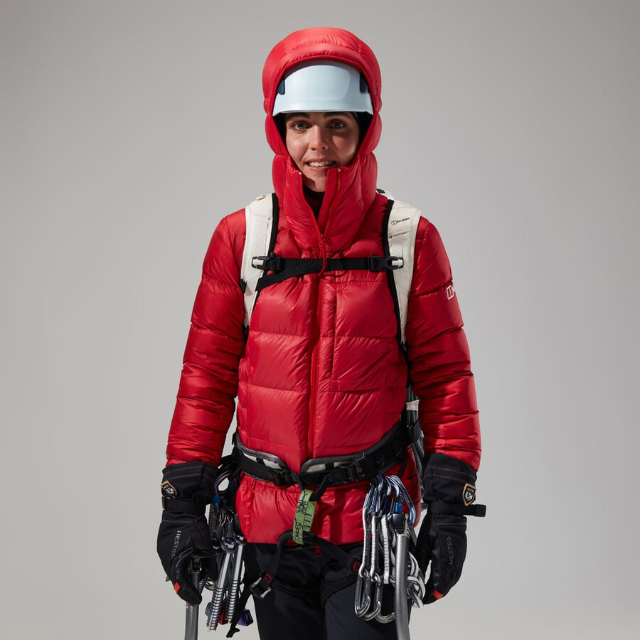 womens mtn arete ultra down hoody - red berghaus