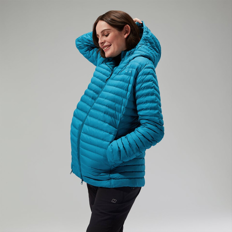 womens nula hooded maternity 2in1 jacket - turquoise berghaus