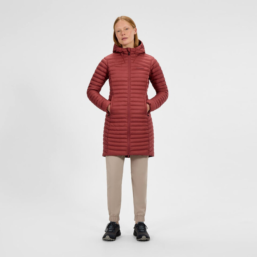 womens nula micro synthetic insulated long jacket - red berghaus