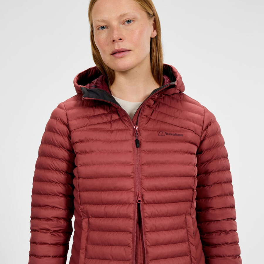 womens nula micro synthetic insulated long jacket - red berghaus