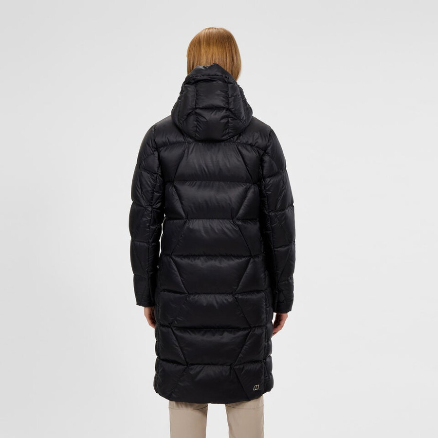 womens explorer long down jacket - black berghaus