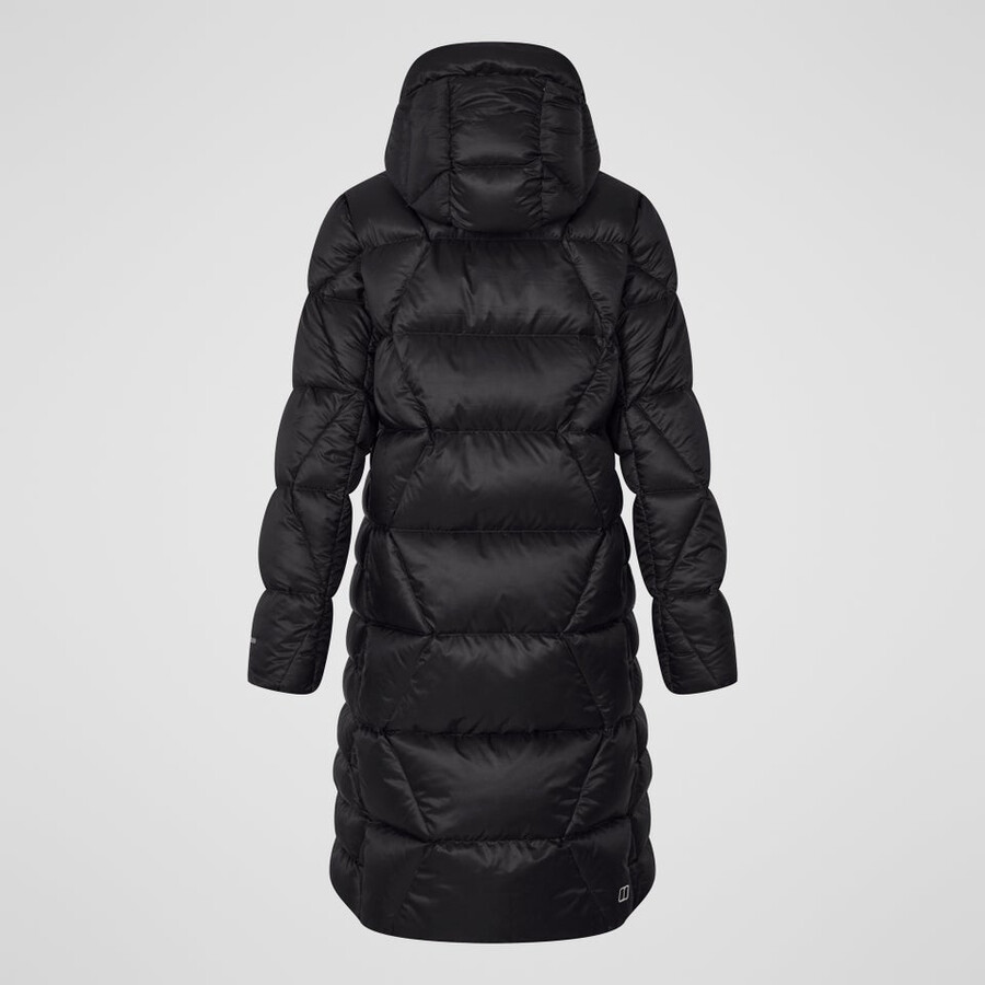 womens explorer long down jacket - black berghaus