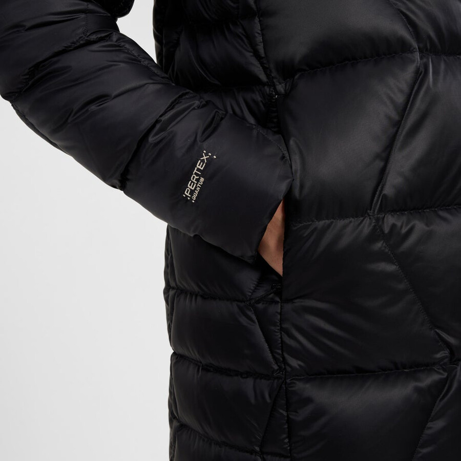 womens explorer long down jacket - black berghaus