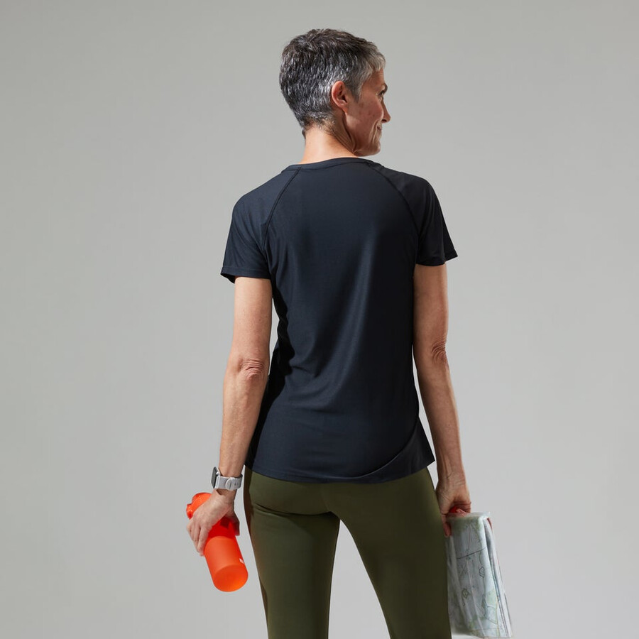 womens 247 tech tee super stretch crew - black berghaus