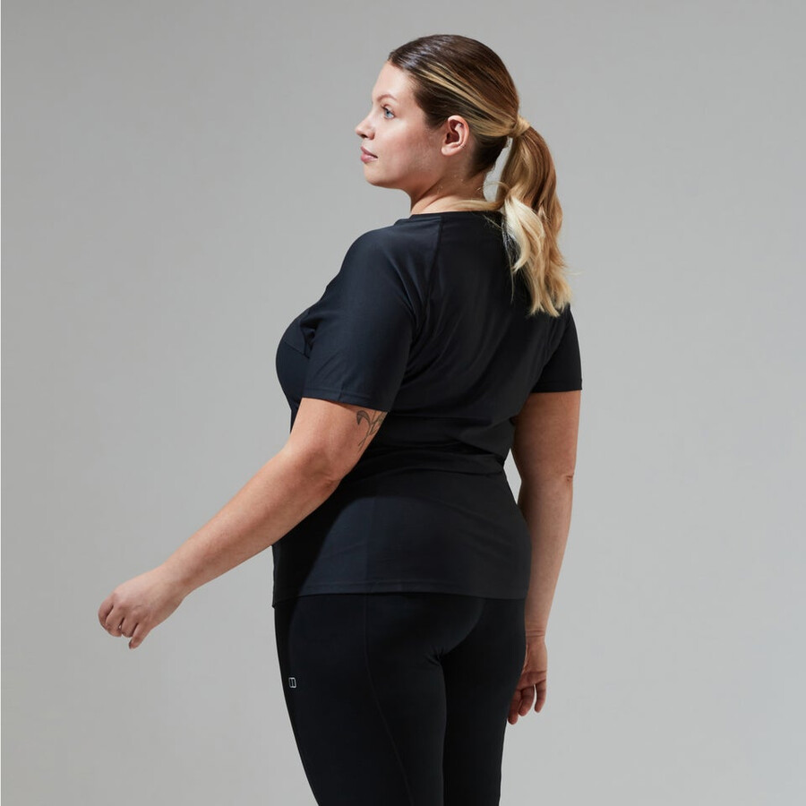 womens 247 tech tee super stretch crew - black berghaus