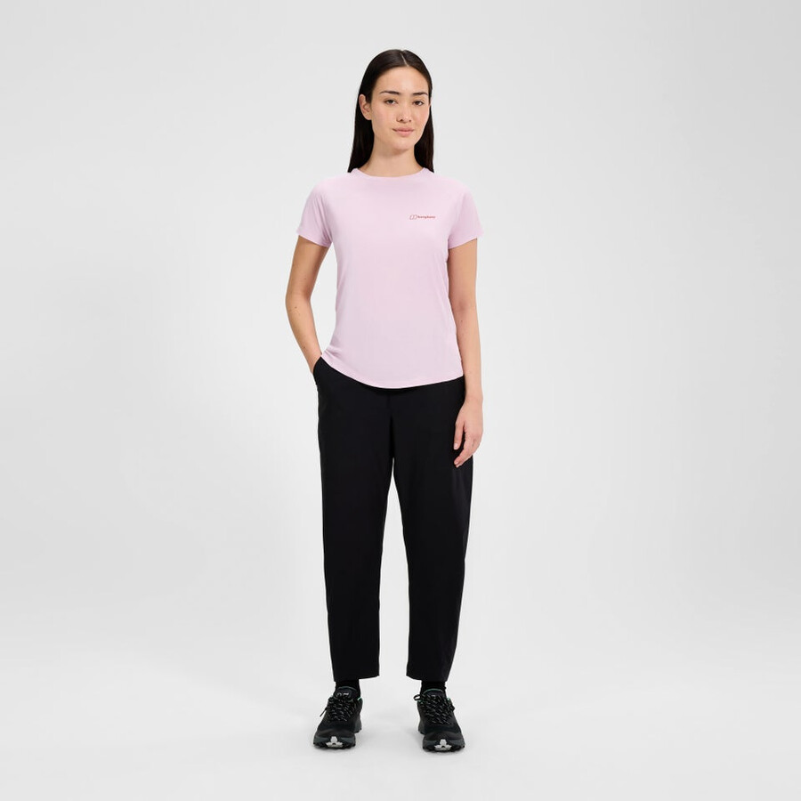 womens 247 crew short sleeve tech tee - pink berghaus