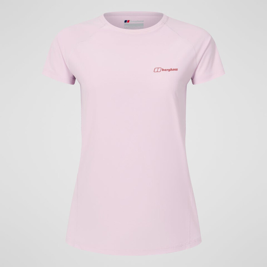 womens 247 crew short sleeve tech tee - pink berghaus