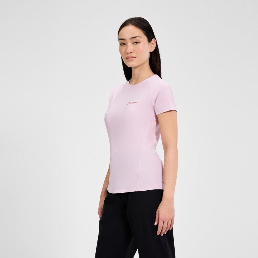 womens 247 crew short sleeve tech tee - pink berghaus