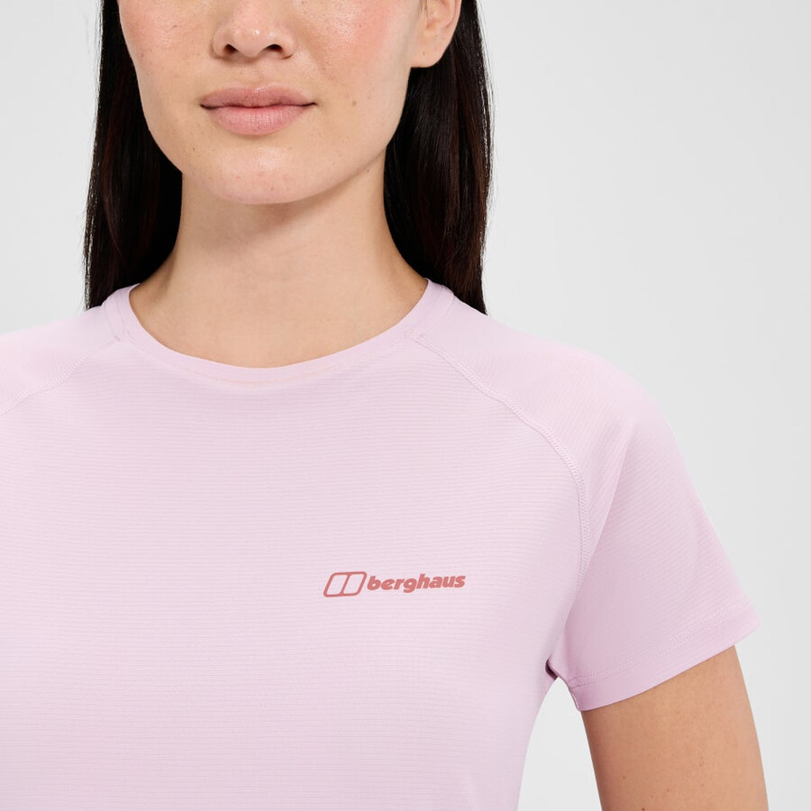 womens 247 crew short sleeve tech tee - pink berghaus