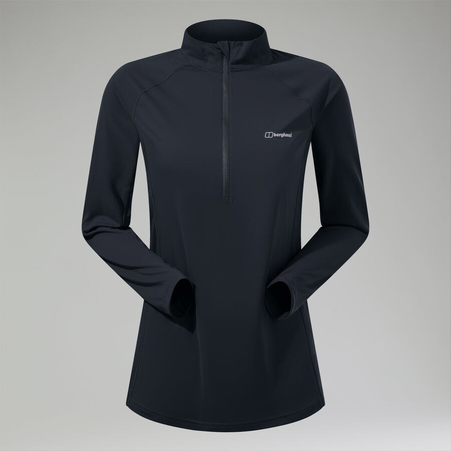 womens 247 half zip maternity long sleeve tech tee black berghaus