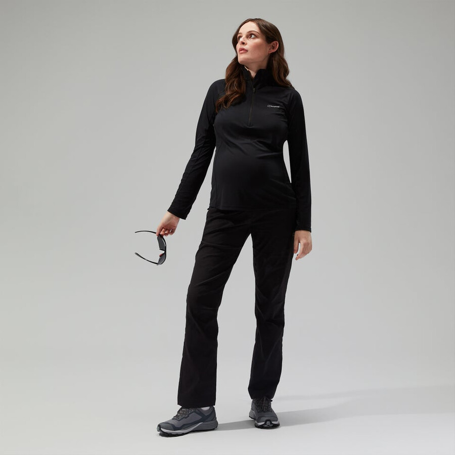 womens 247 half zip maternity long sleeve tech tee black berghaus