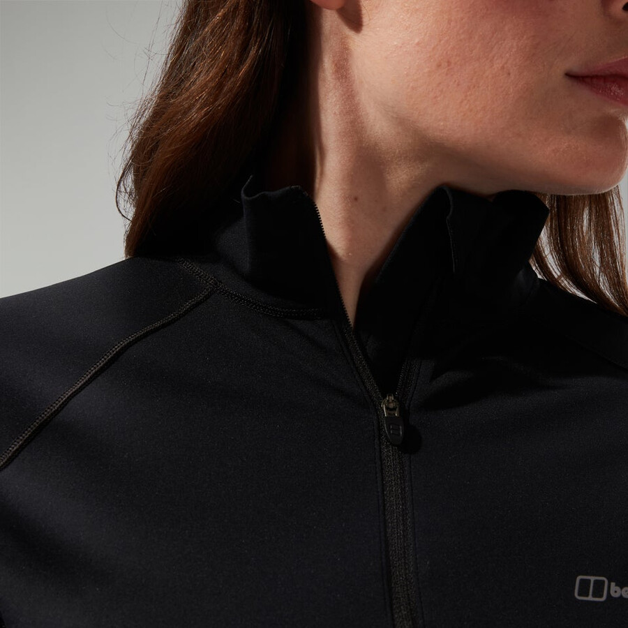 womens 247 half zip maternity long sleeve tech tee black berghaus