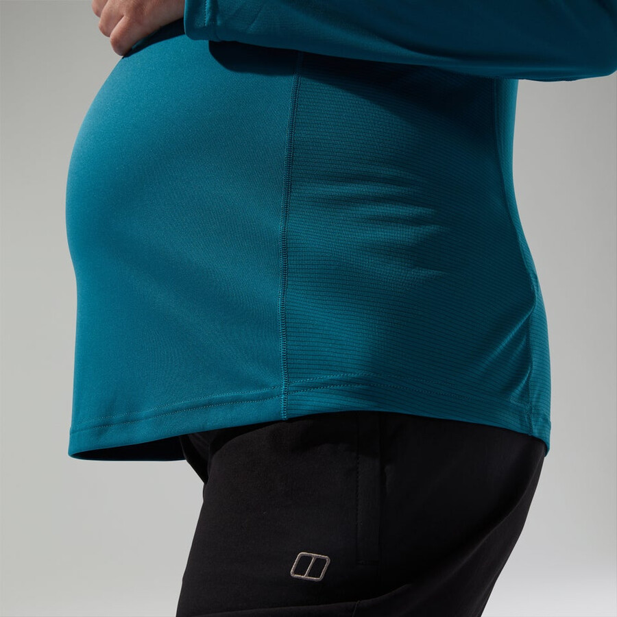womens 247 half zip maternity long sleeve tech tee - turquoise berghaus