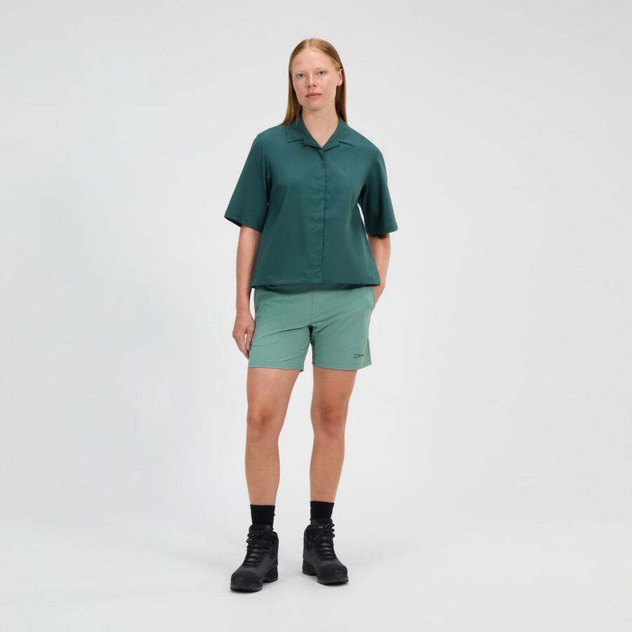 womens explorer short sleeve overshirt - green berghaus