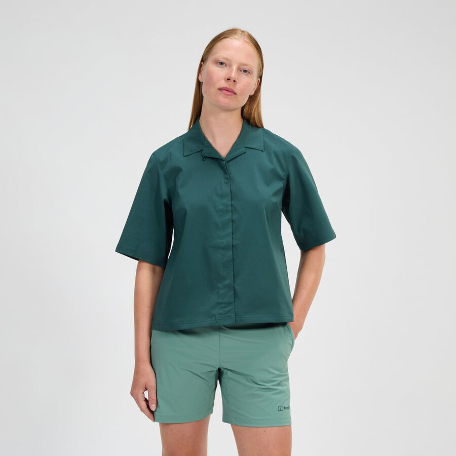 womens explorer short sleeve overshirt - green berghaus