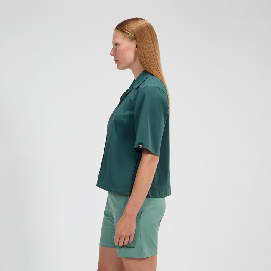 womens explorer short sleeve overshirt - green berghaus