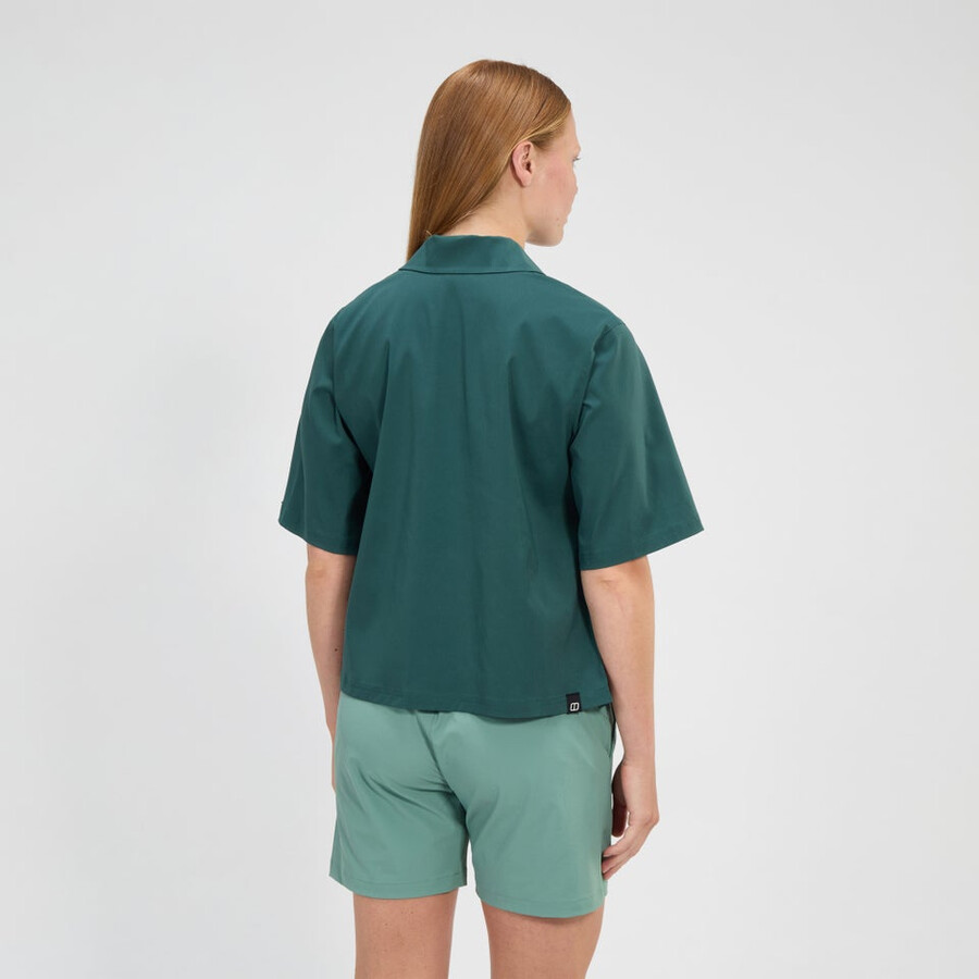 womens explorer short sleeve overshirt - green berghaus