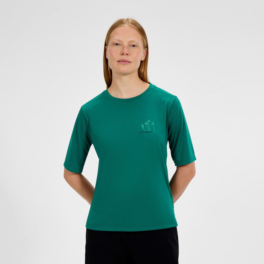 womens coneflower short sleeves tee - green berghaus