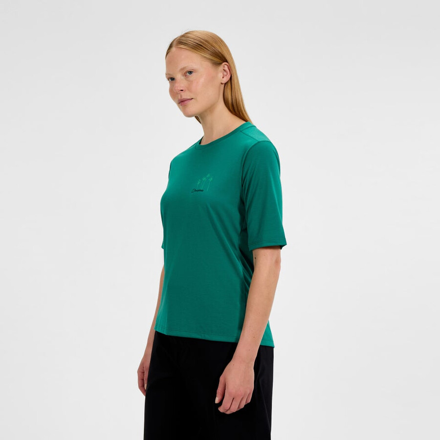womens coneflower short sleeves tee - green berghaus
