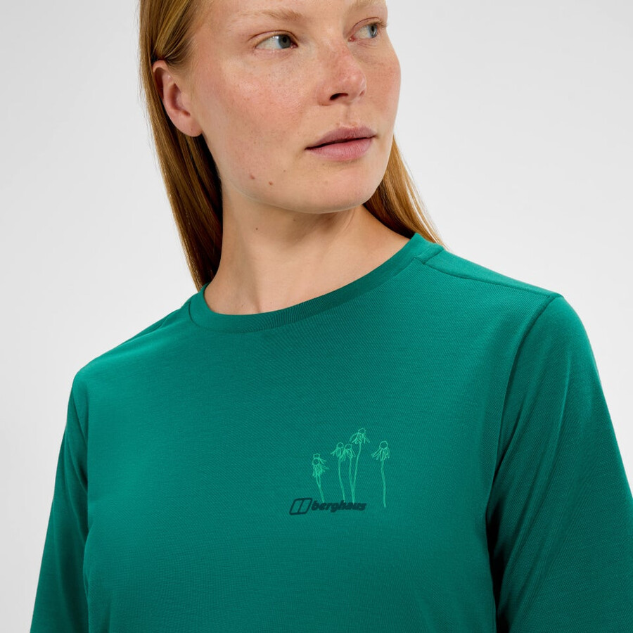 womens coneflower short sleeves tee - green berghaus