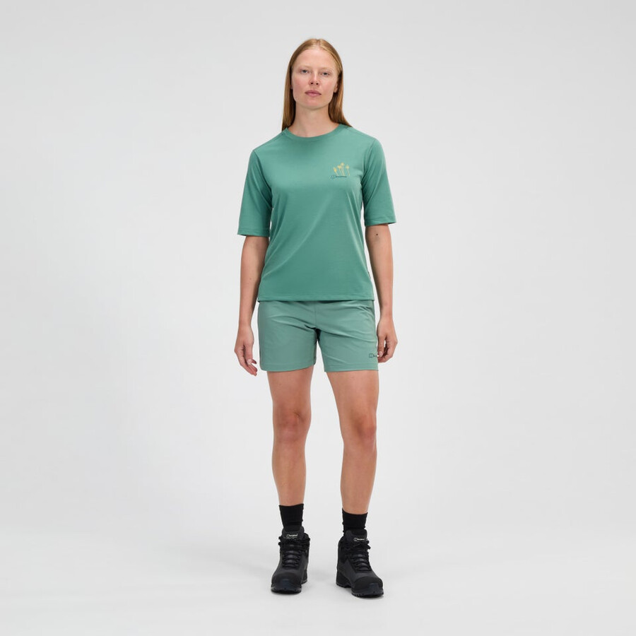 womens coneflower short sleeve tee - green berghaus