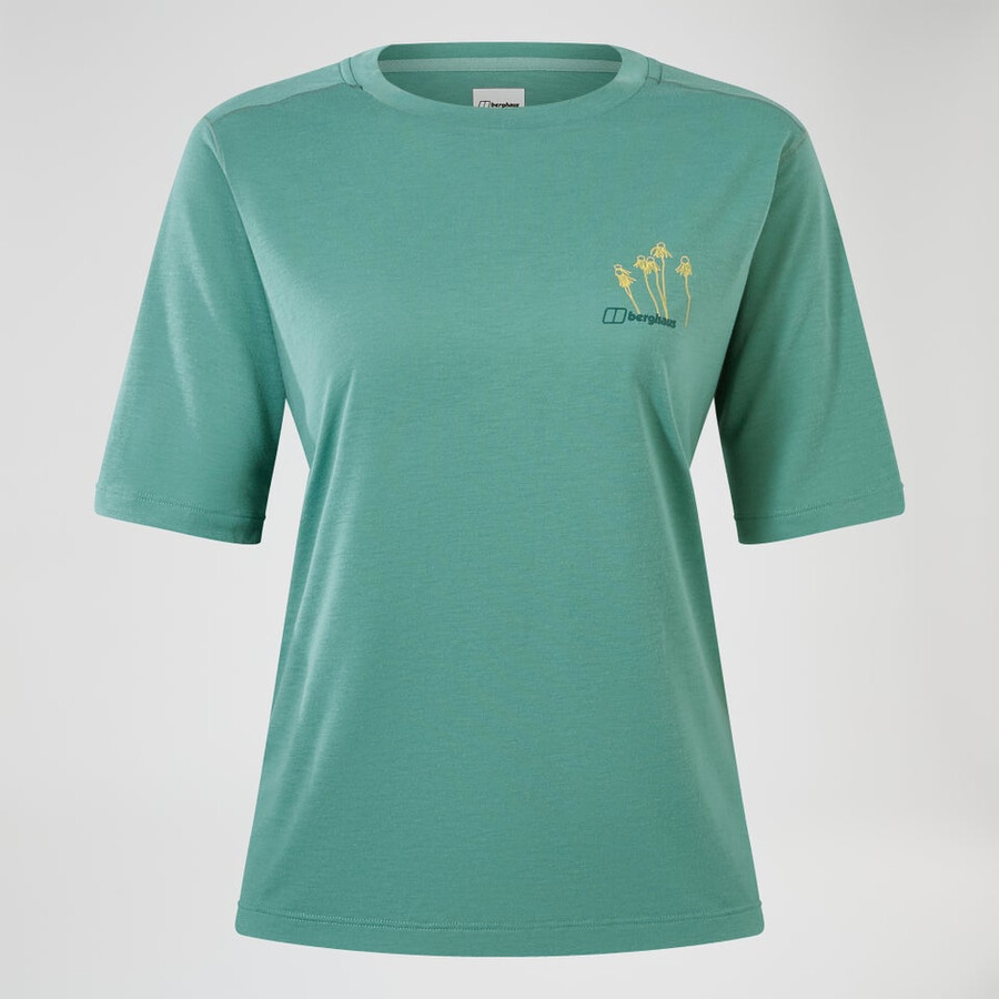 womens coneflower short sleeve tee - green berghaus