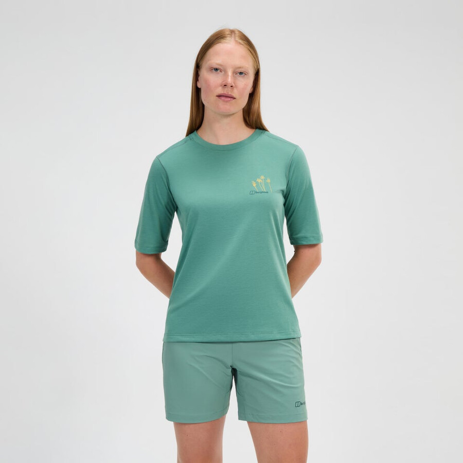 womens coneflower short sleeve tee - green berghaus