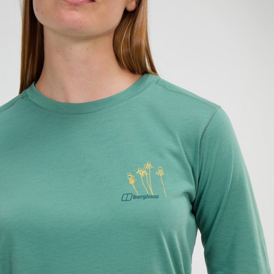 womens coneflower short sleeve tee - green berghaus