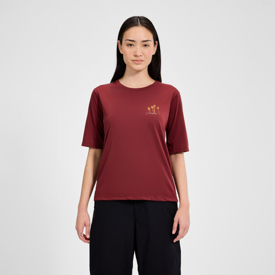 womens coneflower short sleeves tee - red berghaus
