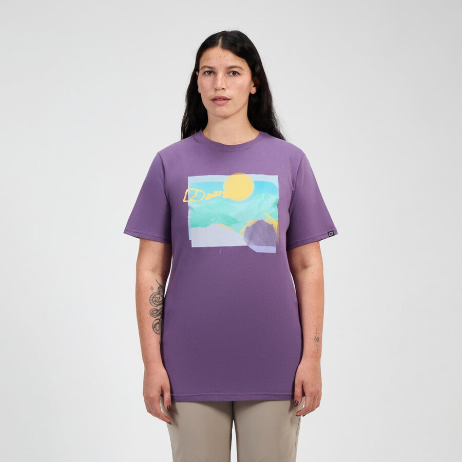 womens hill hazed short sleeve tee - purple berghaus