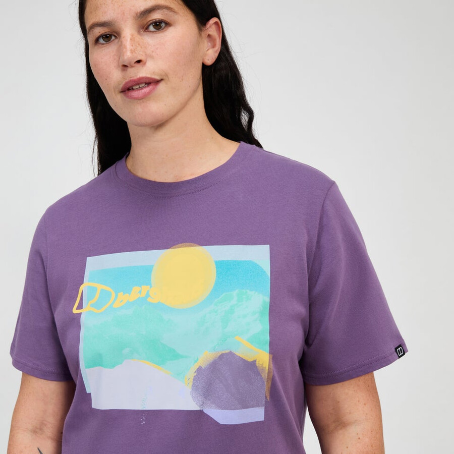 womens hill hazed short sleeve tee - purple berghaus