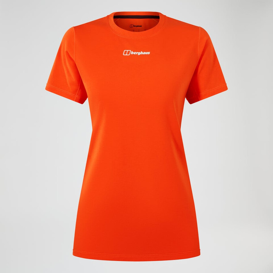 womens berghaus delta short sleeve tech tee - orange berghaus
