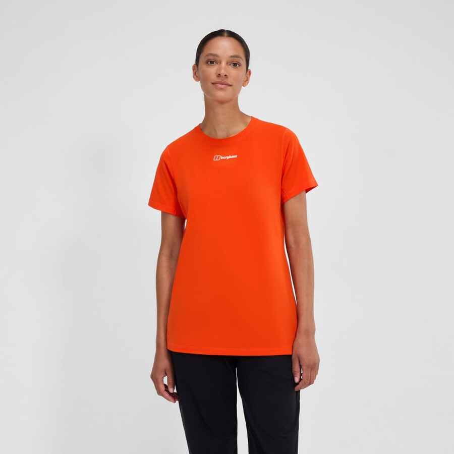 womens berghaus delta short sleeve tech tee - orange berghaus