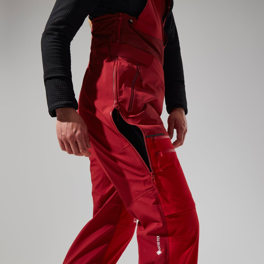 womens mtn arete descend gore-tex bib pants - red berghaus