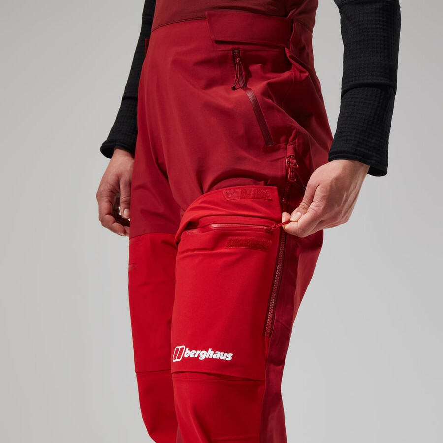 womens mtn arete descend gore-tex bib pants - red berghaus