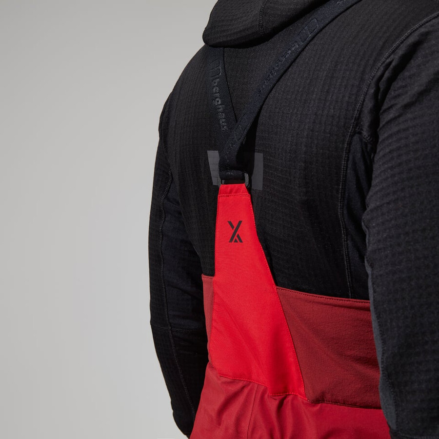 womens mtn arete descend gore-tex bib pants - red berghaus