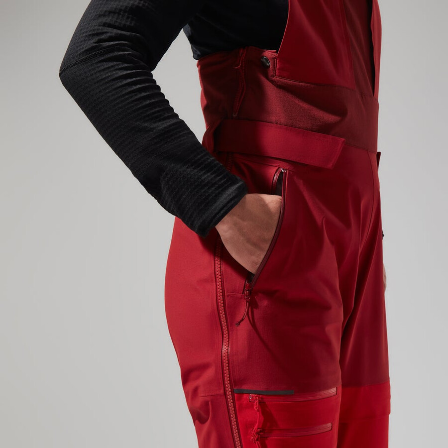 womens mtn arete descend gore-tex bib pants - red berghaus