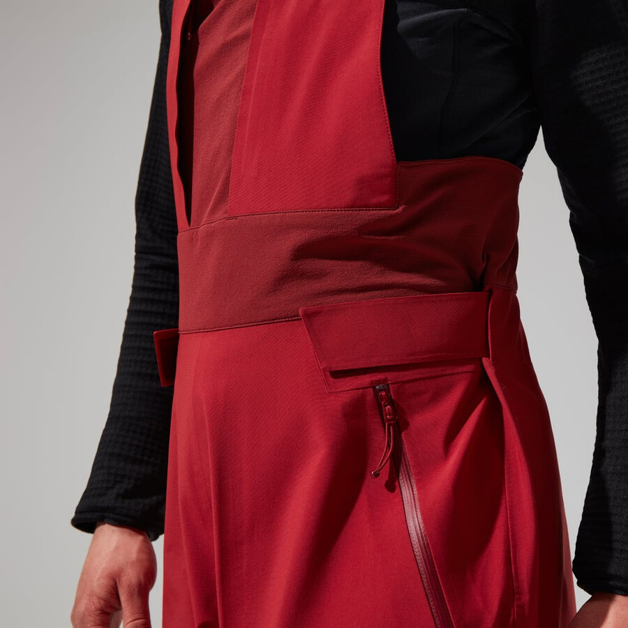 womens mtn arete descend gore-tex bib pants - red berghaus