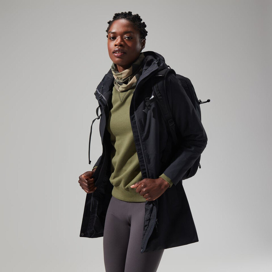 womens omeara long jacket - black berghaus