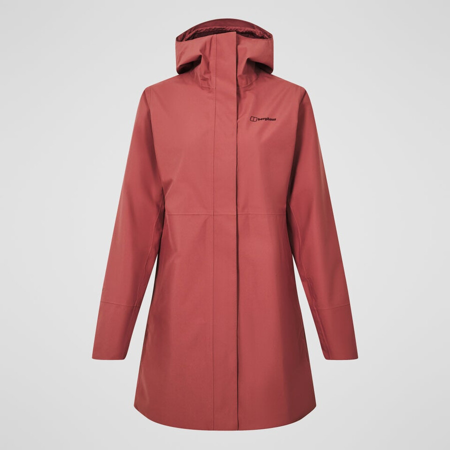womens omeara long waterproof jacket - red berghaus