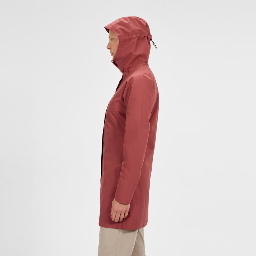 womens omeara long waterproof jacket - red berghaus