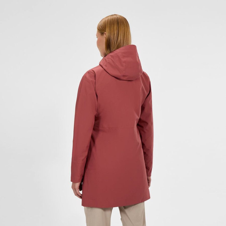 womens omeara long waterproof jacket - red berghaus
