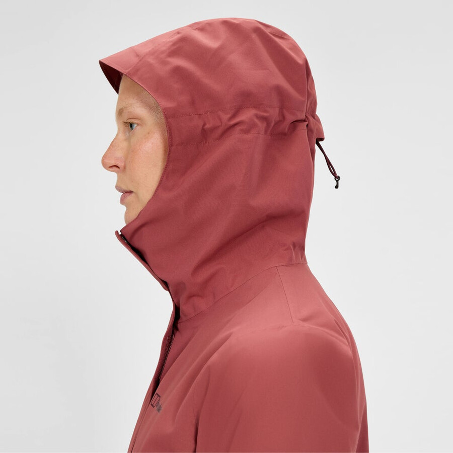womens omeara long waterproof jacket - red berghaus