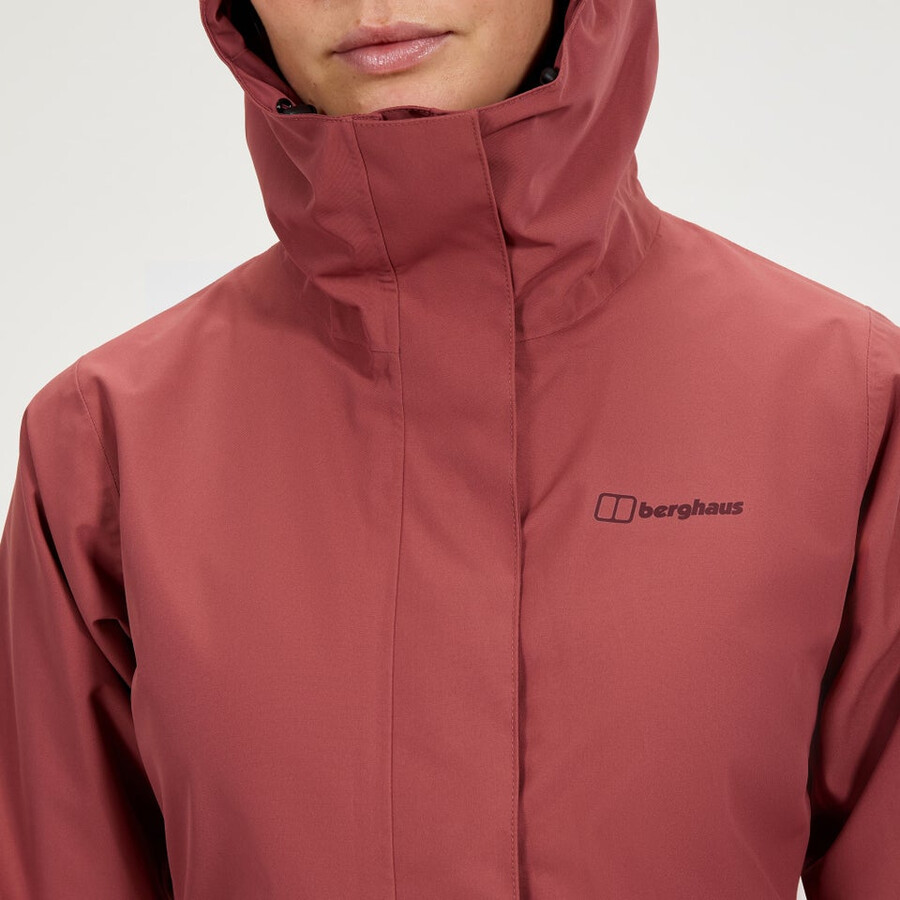 womens omeara long waterproof jacket - red berghaus